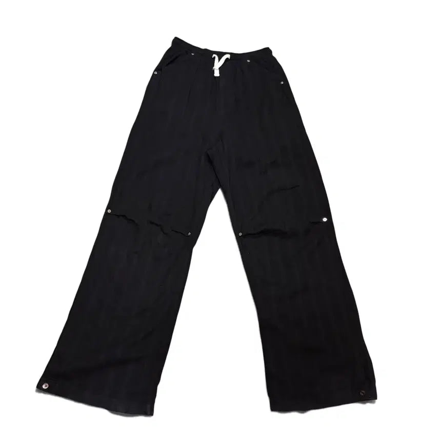 [BUNJANG] M SATUR Black Stripe Seersucker Wide Pants / M SATUR 세터 블랙 스트라이프 시어서커 와이드 팬츠