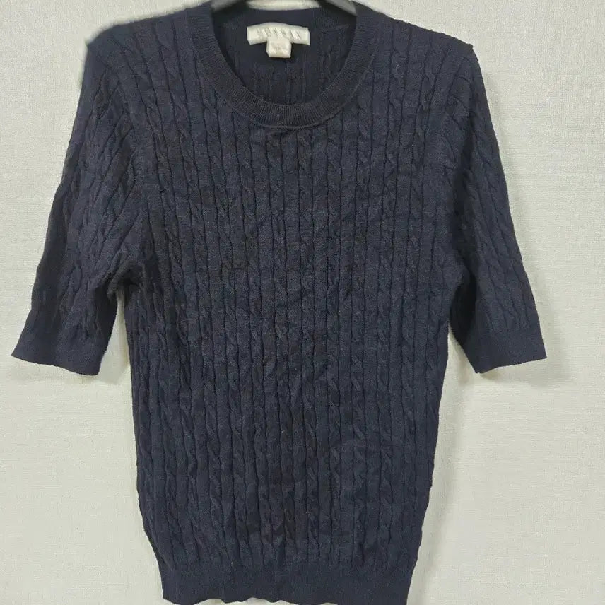 [BUNJANG] Morgan Cable Short Sleeve Knit Navy Size 55 / 모르건 케이블 반팔니트 55