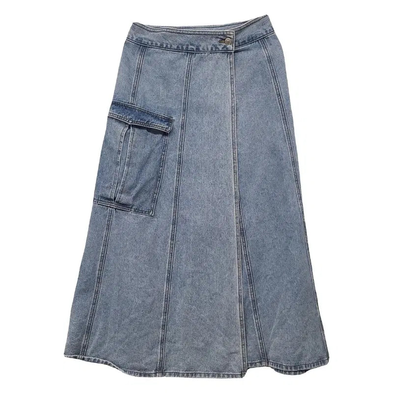 [BUNJANG] Mixxo Light Blue Denim Skirt Size 26 / 미쏘 연청 포켓 데님 스커트 160/66A 26