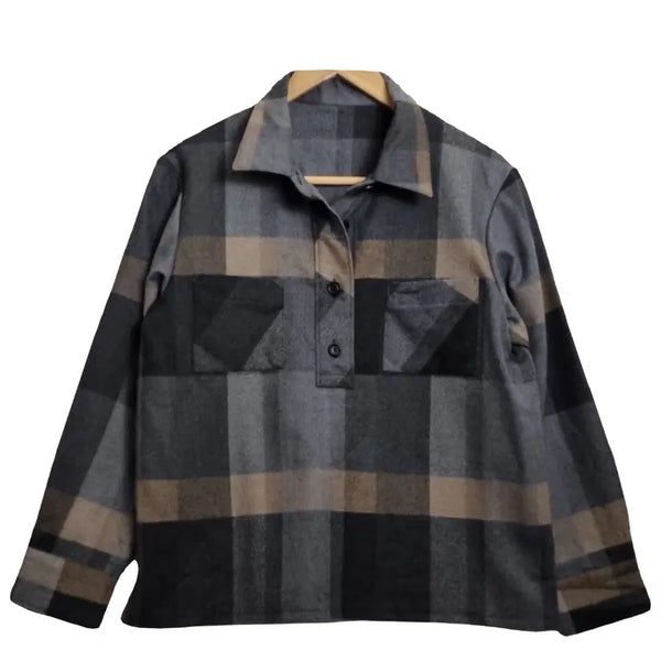 [BUNJANG] Vintage Japanese Wool Check Blouse (M) / JPN 빈티지 체크 울블라우스 [M]