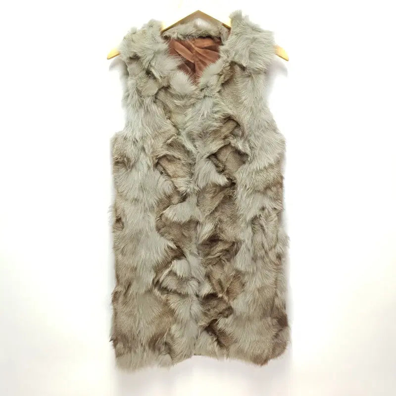 [BUNJANG] Women's Wool Knit Fur Vest with Fox Fur / 여성 여우털 울 니트 퍼 조끼 55