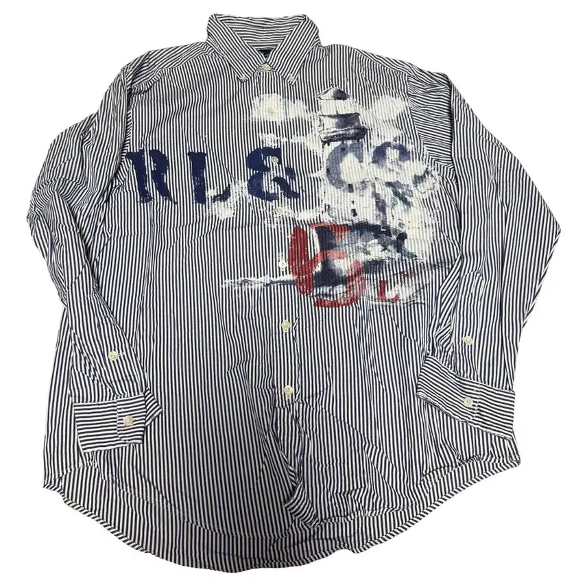 [BUNJANG] Polo Ralph Lauren Striped R.L. & CO. Graphic Shirt / [POLO RL] 폴로랄프로렌 셔츠