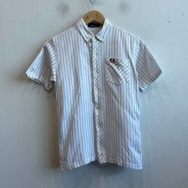 [BUNJANG] Fred Perry Striped Short Sleeve Shirt Women's / 프레드페리 스트라이프 반팔 셔츠 우먼즈 Made in JAPAN