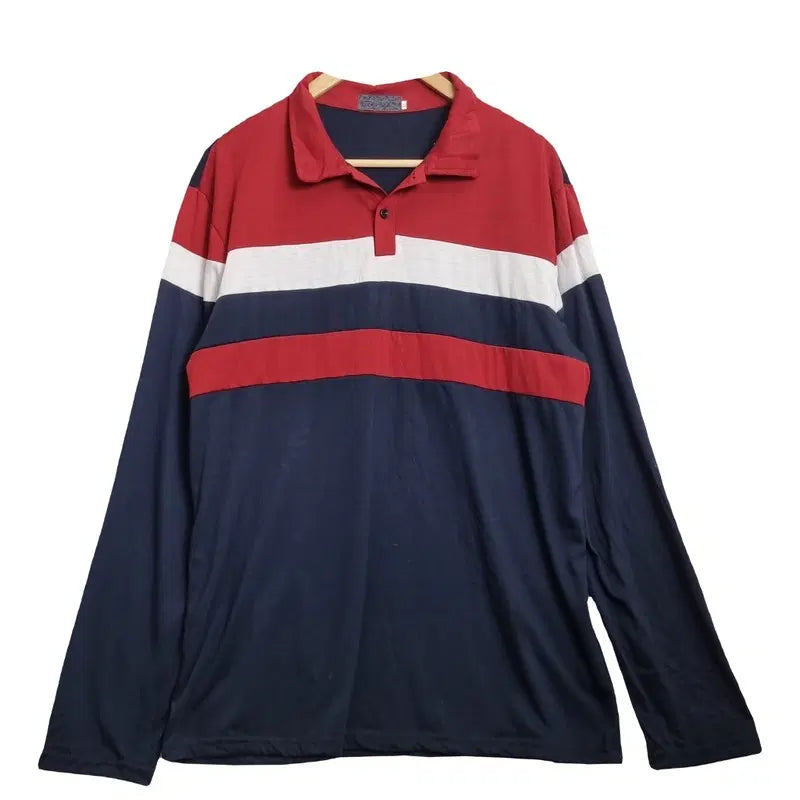 [BUNJANG] Navy Collar Long Sleeve T-Shirt [M] / JPN 네이비 카라 긴팔 티 [M] 레트로룩 빈티지룩
