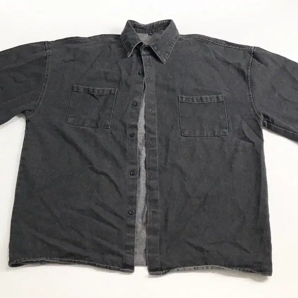 [BUNJANG] Denim Short Sleeve Shirt / 데님 반팔 셔츠