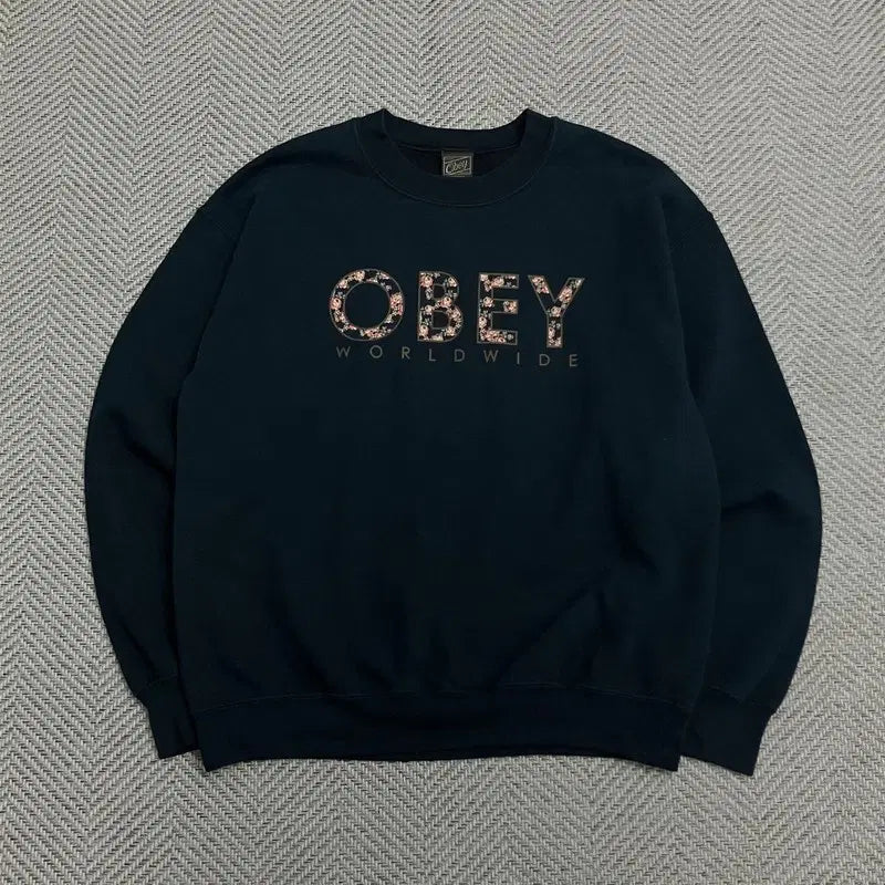 [BUNJANG] OBEY Flower Logo Sweatshirt / 오베이 플라워 로고 스웻셔츠 v5483
