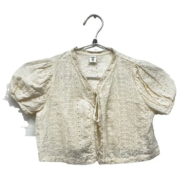 [BUNJANG] Cream Mori Vintage Short-Sleeve Blouse S / 크림 모리 빈티지 반팔 블라우스 S