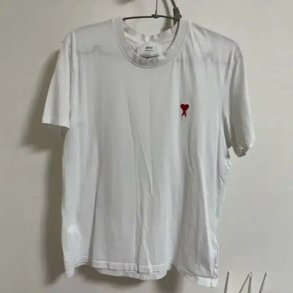 [BUNJANG] AMI Heart Logo Short Sleeve T-Shirt White / 아미 하트 로고 반팔 티셔츠 화이트