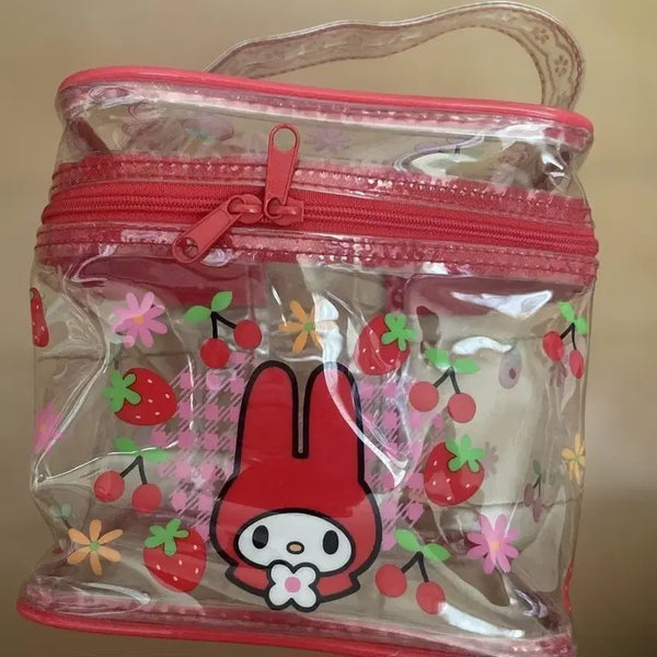 [BUNJANG] Sanrio My Melody Strawberry Check Transparent Pouch / 산리오 레트로 고전 마이멜로디 딸기 체크 마멜 투명 파우치