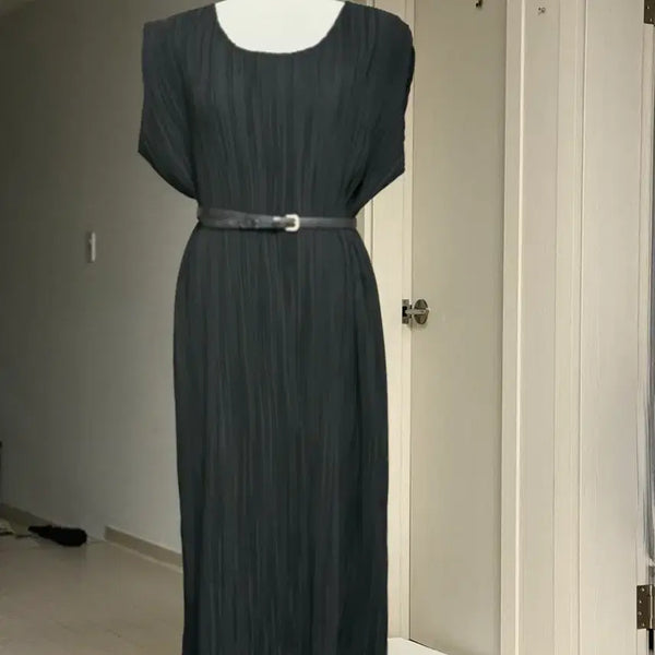 [BUNJANG] Black Pleated One-Piece Dress / 블랙 플리츠 원피스