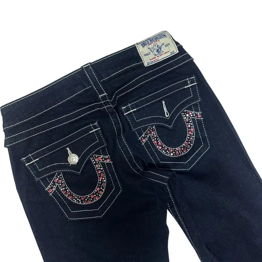 [BUNJANG] True Religion Bootcut Cubic Blue Denim Jeans Size 28 / 트루릴리전 부츠컷 큐빅진청데님진 28