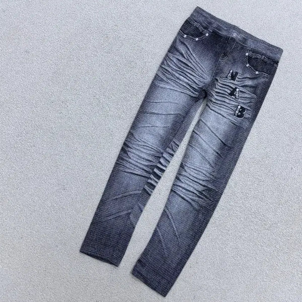 [BUNJANG] Vintage Women's Printed Denim Leggings / 실측확인 빈티지 여성 청바지 프린팅 레깅스 0715E