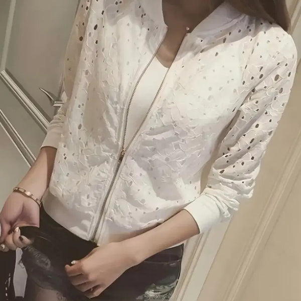 [BUNJANG] White Lace Bomber Jacket / 화이트 레이스 봄버 자켓.새상품