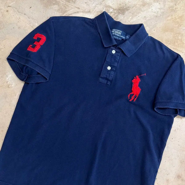 [BUNJANG] Polo Ralph Lauren Big Pony Navy Collar T-Shirt / XL 폴로랄프로렌 빅포니 레드 포니자수 네이비 카라 반팔티