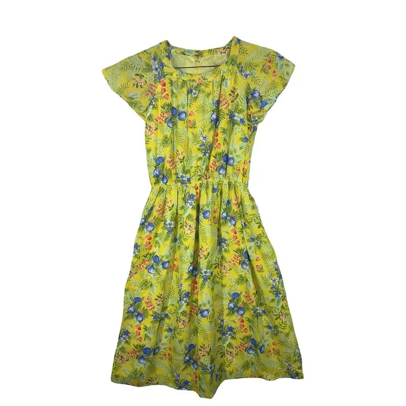 [BUNJANG] Yellow Flower Printing Dress / 옐로우 플라워 프린팅 원피스 [S]가든룩 휴양지원피스 러블리