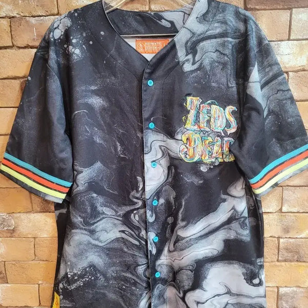 [BUNJANG] Zeds Dead Marvel Pattern Baseball Jersey Shirt (Size L) / [정품] ZEDS DEAD 마블 패턴 야구 저지 셔츠 (L 사이즈)