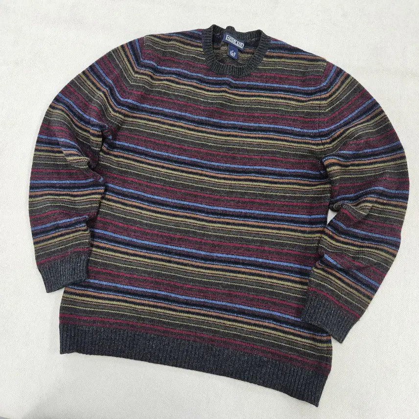 [BUNJANG] S LandsEnd Stripe Crewneck Knit Sweater / S 랜즈앤드 스트라이프 크루넥 니트 스웨터 0611Y2