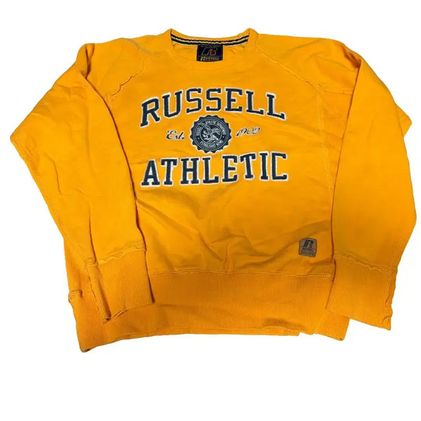 [BUNJANG] Russell Athletic Yellow Logo Sweatshirt / [RUSSELL] 러셀 맨투맨 스웻셔츠