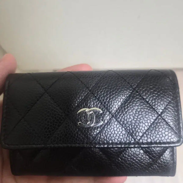 [BUNJANG] Chanel Caviar Key Holder Black Silver Hardware / 샤넬 캐비어 키홀더 블랙 은장