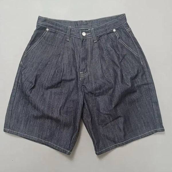 [BUNJANG] Trillion Two-Tuck Bermuda Denim Shorts / [L] 트릴리온 흑청 투턱 버뮤다 데님 쇼츠 반바지