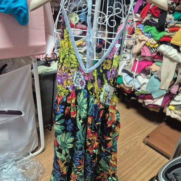[BUNJANG] Imported Halterneck Mini Dress Tropical Print / 미국수입 홀터넥 미니원피스