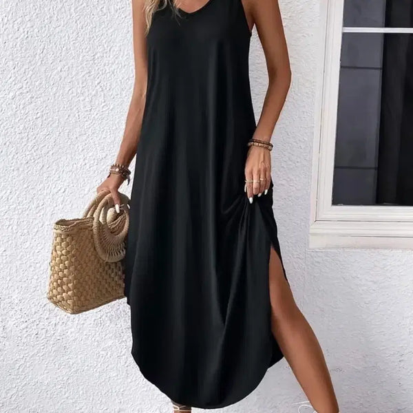 [BUNJANG] Black Slip Strap Maxi Dress / 블랙 슬립 스트랩 맥시 원피스.새상품