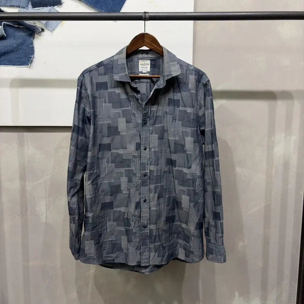 [BUNJANG] Hazzys Casual Basic Slim Fit Patchwork Shirt / (110) 헤지스 캐주얼 베이직 슬림핏 패치워크 셔츠 남방