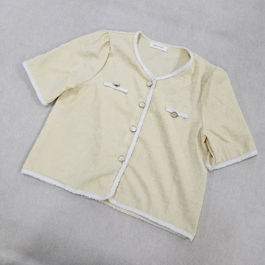 [BUNJANG] FRE "Bluey & Bingo" Women's Tweed Short Sleeve Jacket / FRE 부루앤쥬디 여성 트위드 반팔 자켓 0722Y2