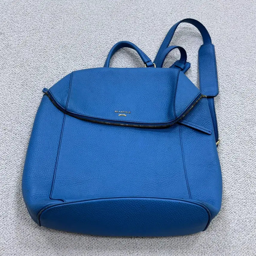 [BUNJANG] Beanpole Blue Leather Backpack / F 빈폴 블루 가죽 백팩 0630E2