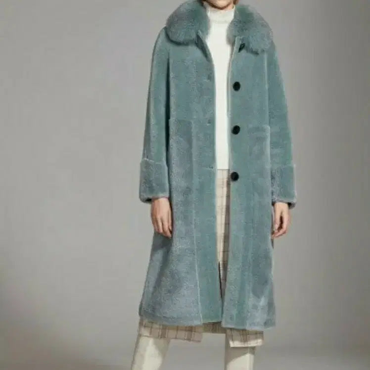 [BUNJANG] A&D Fox Fur Collar Wool Coat Mint / a&d사가폭스카라양모코트 새제품30000