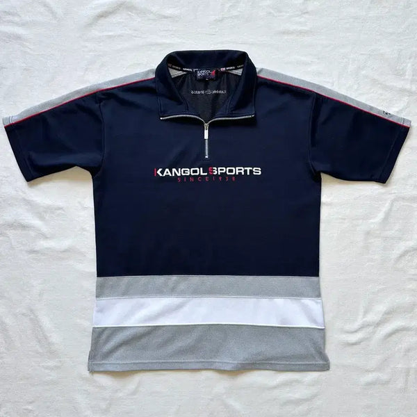 [BUNJANG] 90s KANGOL SPORTS Half Zip Short Sleeve Jersey Navy 2L / 90s 캉골 하프집업 반팔 져지 네이비 2L