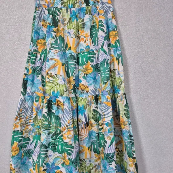 [BUNJANG] Floral Shirring Cotton Long Skirt / 플로럴 셔링 면스커트 66