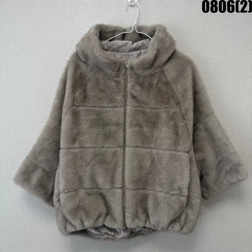 [BUNJANG] Riabel Hooded Fur Jacket Grey S / 리오벨 후드 퍼 자켓 그레이 S