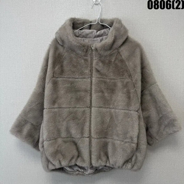 [BUNJANG] Riabel Hooded Fur Jacket Grey S / 리오벨 후드 퍼 자켓 그레이 S