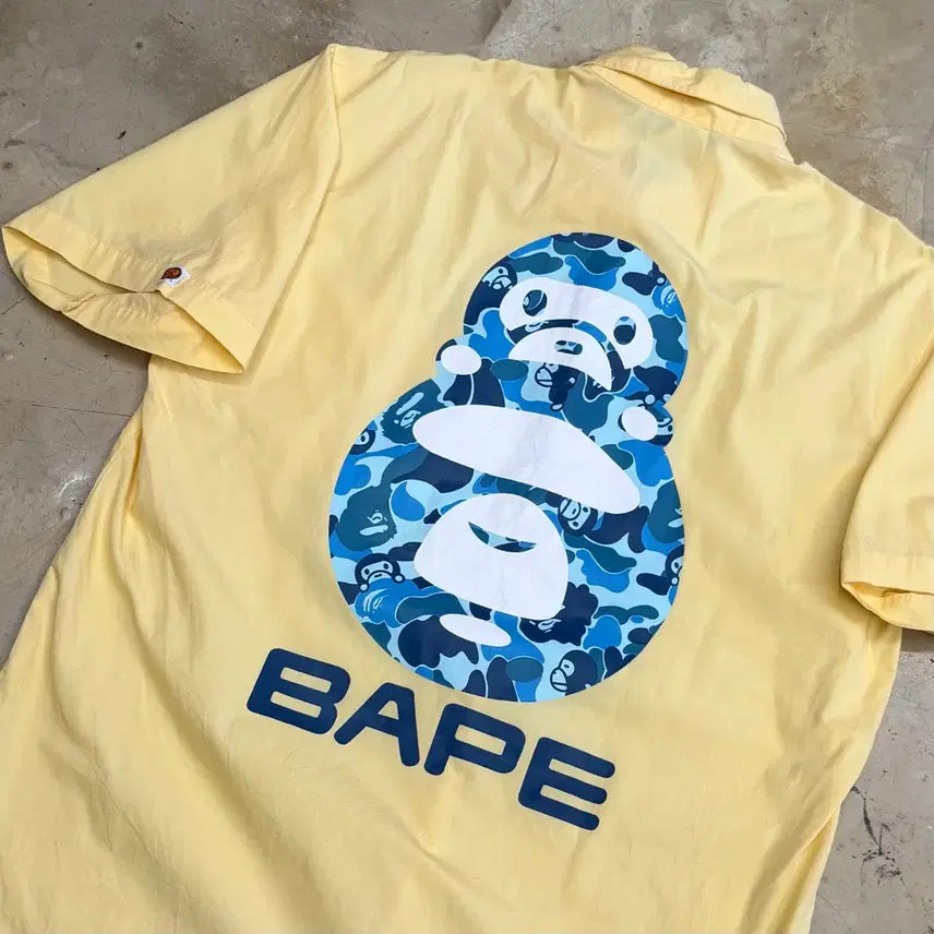 [BUNJANG] BAPE Milo Embroidered Yellow Short Sleeve Shirt (L) / L 베이프 마일로 자수 노랑 반팔 셔츠
