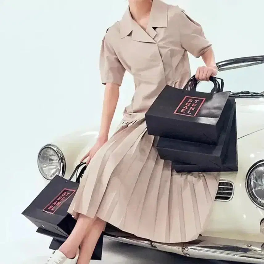 [BUNJANG] STEPANEL Pleated Mix Long Dress Size 77 / STEPANEL 플리츠믹스 롱원피스 77
