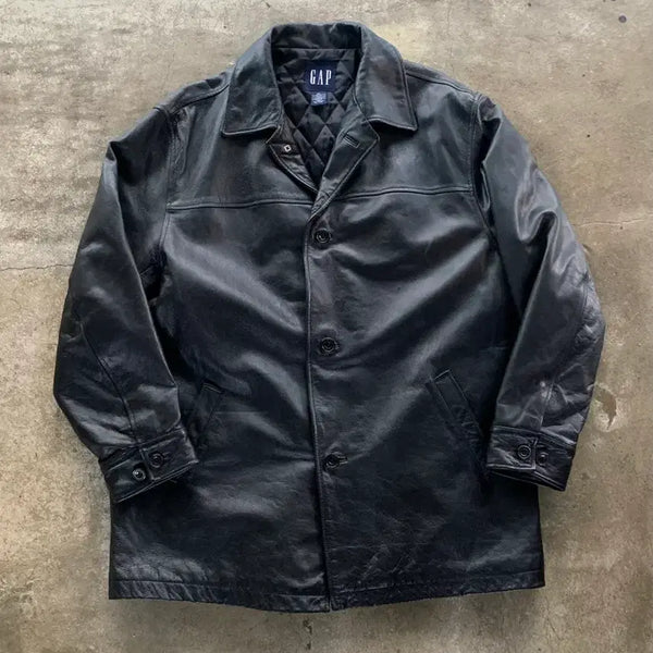 [BUNJANG] Old Gap Leather Car Coat Black / 올드 갭 레더 카코트 블랙