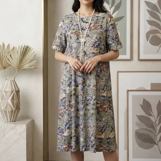 [BUNJANG] Flower Pattern Rayon Long Dress / * 플라워 패턴 인견 롱 원피스        ( 새 상 품 )*