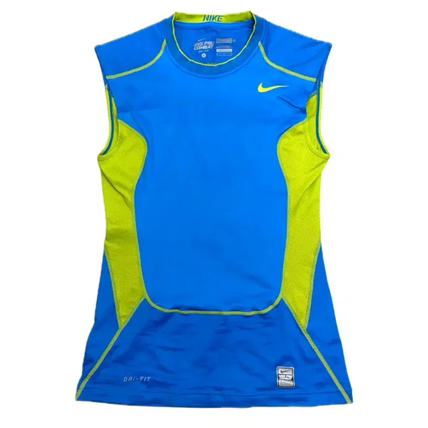 [BUNJANG] Nike Pro Combat Dri-FIT Sleeveless Top / 나이키 프로컴뱃 민소매 L 블루/라임