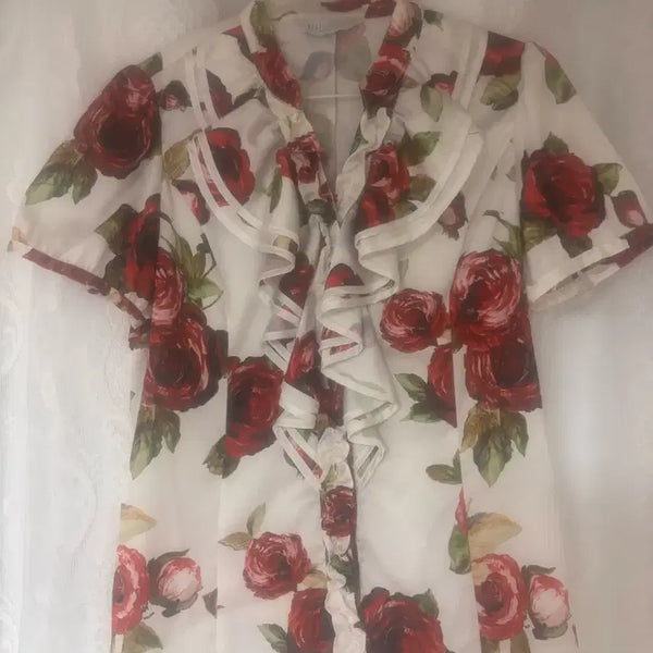 [BUNJANG] Romantic Gally Rose Blouse / 로맨틱 갸루 로걀 장미 블라우스