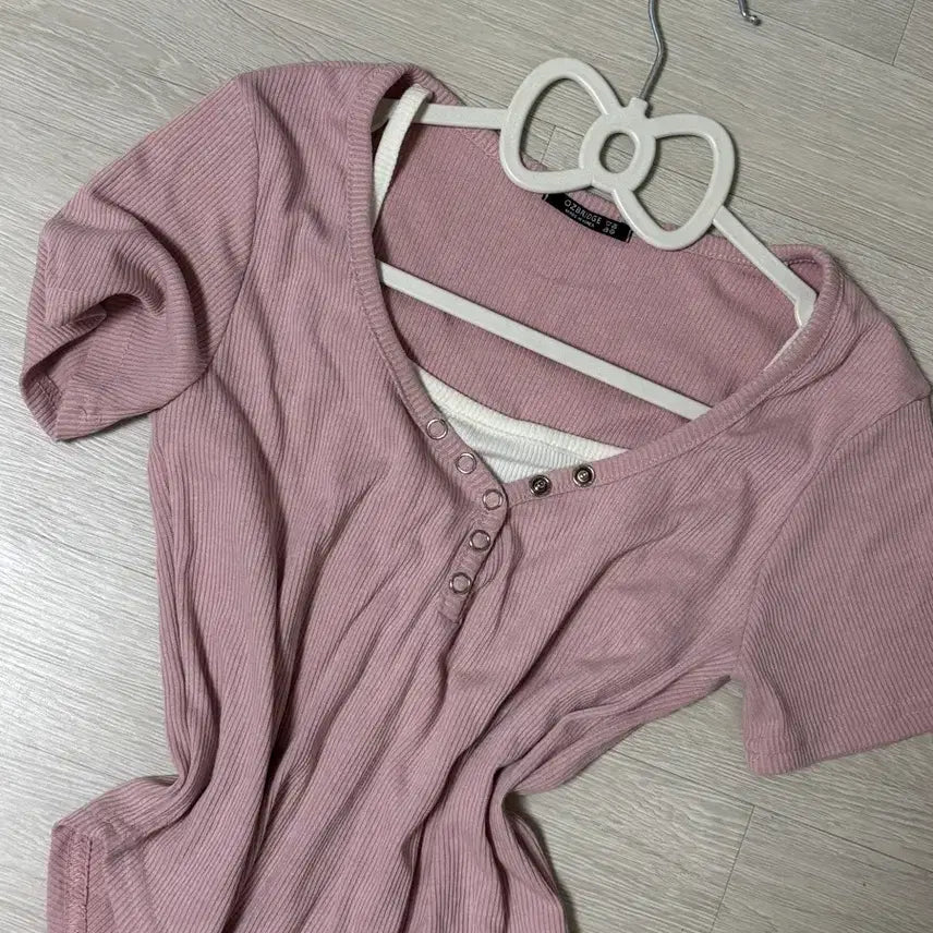 [BUNJANG] Integrated Short-Sleeve Knit Tank Top / 에이블리 반팔 니트 나시 일체형 교신 가능