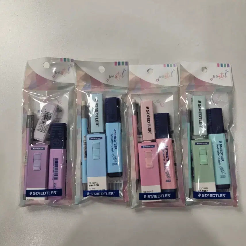 [BUNJANG] Staedtler Pastel Sliding Eraser Set (4 Types) / 스테들러 파스텔 슬라이딩 지우개 세트 4종