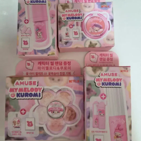 [BUNJANG] Amuse My Melody Collection Powder Lip & Cheek Set / 새제품) 어뮤즈 마이멜로디 꽃아이팔레트,치크,립 세트