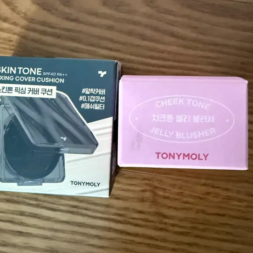 [BUNJANG] Tonymoly Skintone Fixing Cover Cushion & Cheek Tone Jelly Blusher (Ivory, Ballet Pink) / (미개봉. 새상품) 토니모리 스킨톤 픽싱 커버 쿠션  , 치크톤 젤리 블러셔