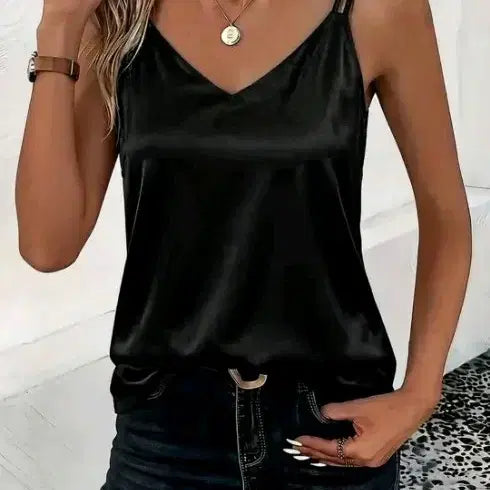[BUNJANG] Black Silky Camisole New Arrival / 블랙 실키 끈나시 새상품
