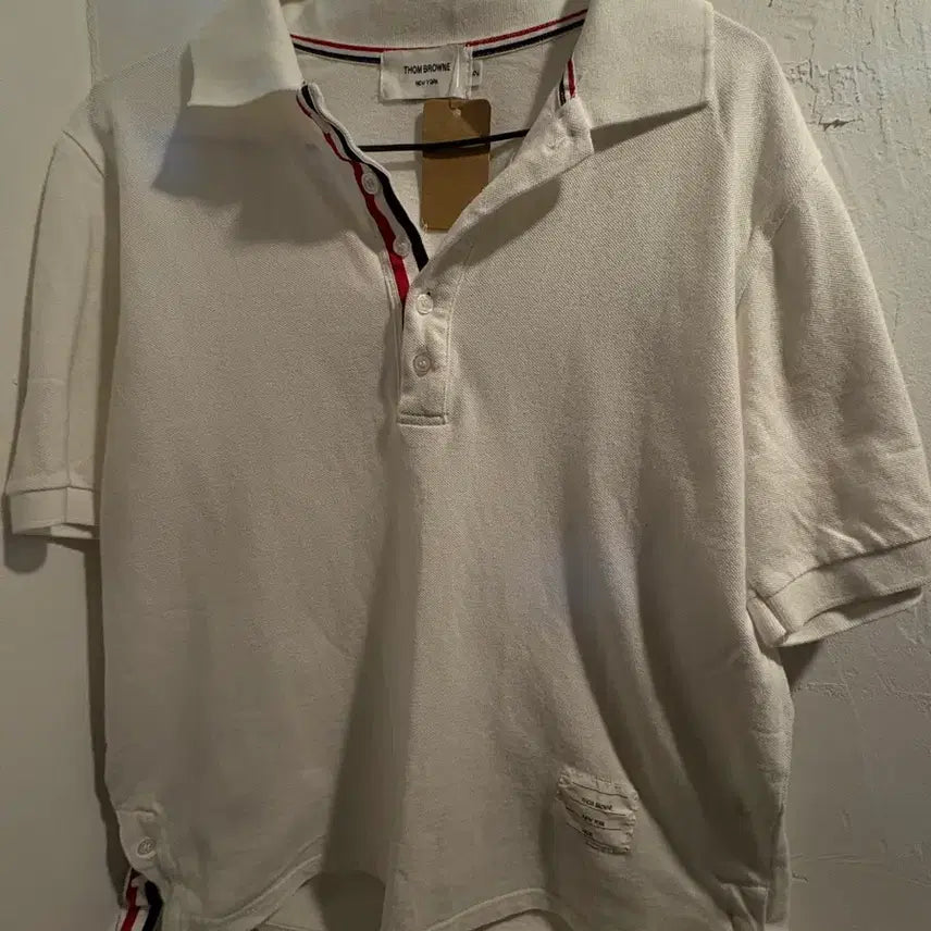 [BUNJANG] Thom Browne White Short Sleeve Polo Shirt / 톰브라운 화이트 반팔 카라티