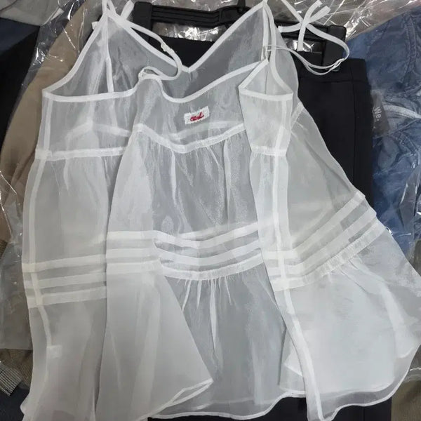 [BUNJANG] White Chiffon Sleeveless Top / 나시