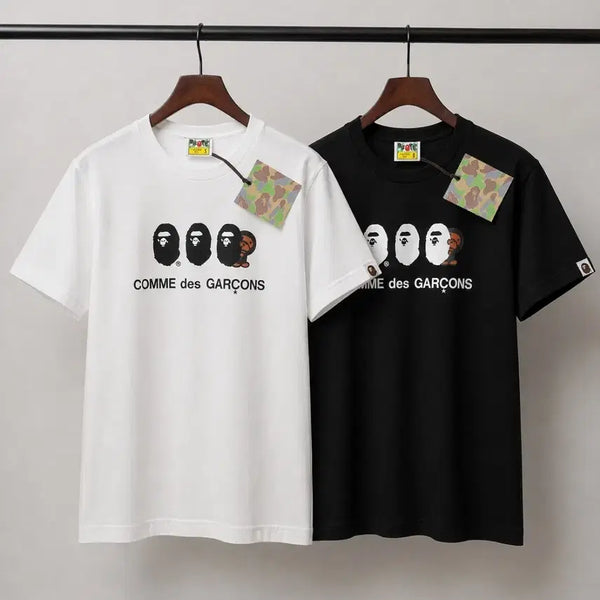 [BUNJANG] A Bathing Ape x Comme des Garçons Collaboration Graphic T-Shirt White/Black / 베이프 X 꼼데가르송 반팔티 화이트/블랙 s~2xl