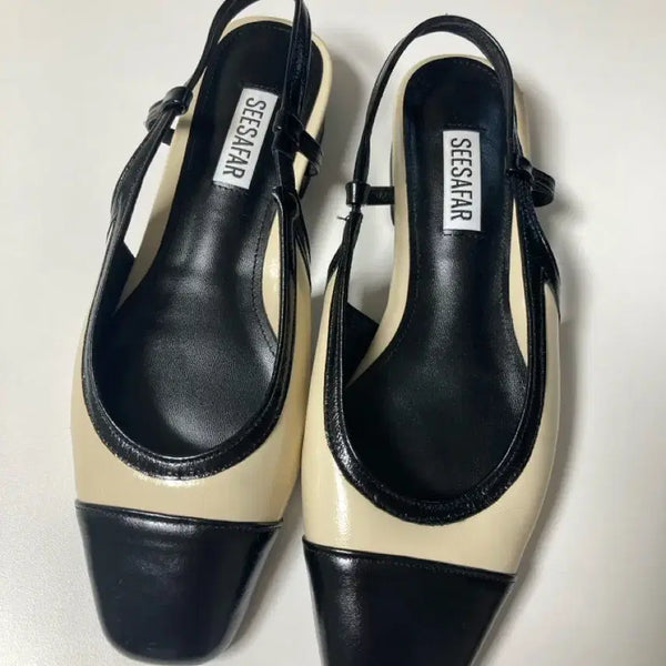 [BUNJANG] Sizearpa Mule Pumps - Black/Beige / 시즈어파 뮬 펌프스 블랙 베이지
