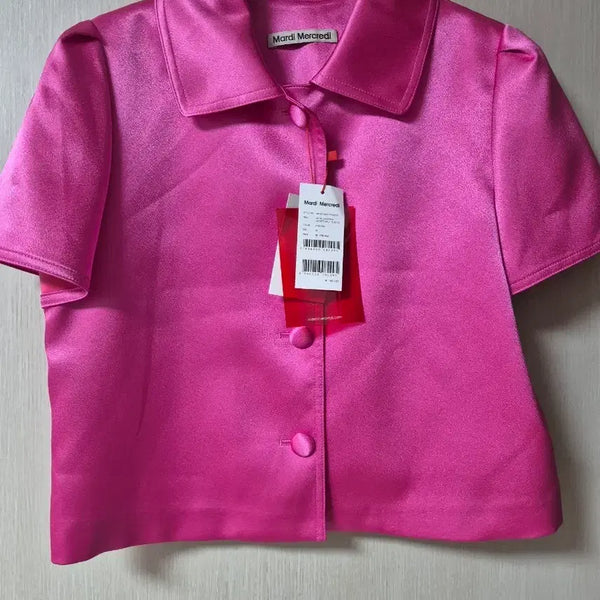 [BUNJANG] Mardi Mercredi Pink Satin Crop Jacket M / (새제품) 마르디 메크르디 핑크 새틴 크롭 자켓 M